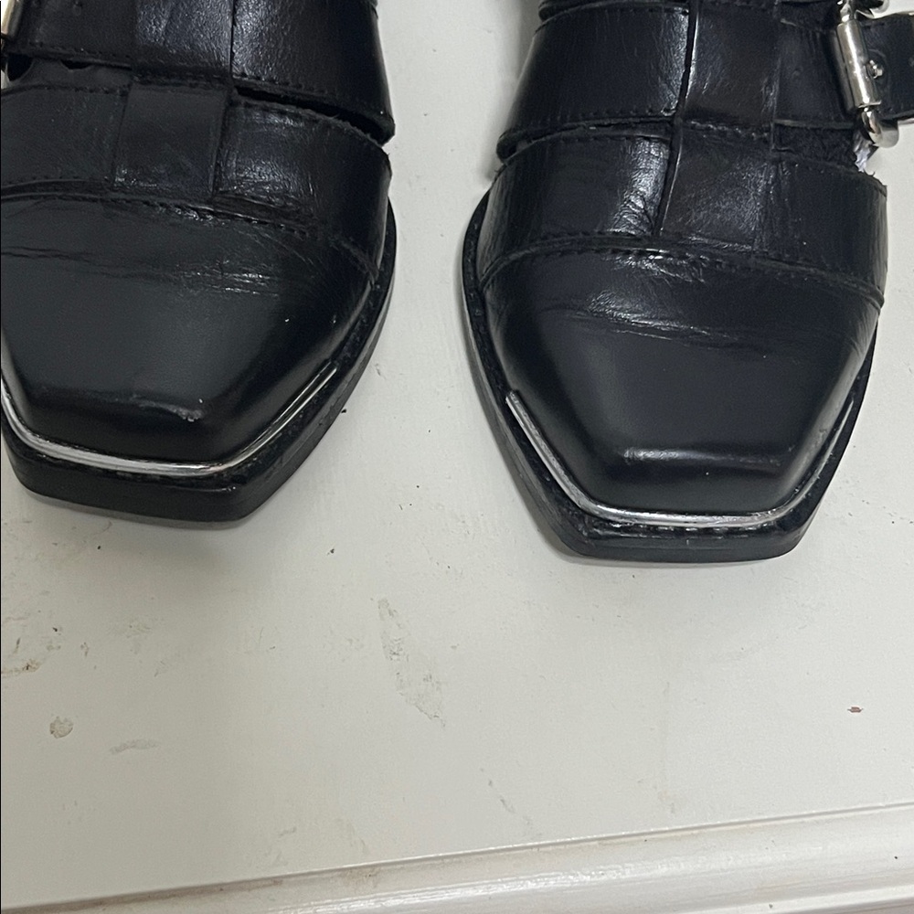 Jeffrey Campbell Black Buckle Strap Women boots size 6 - Picture 5 of 5